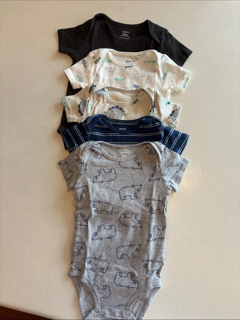 Carter's Baby Onesie Set - Black, White, Blue, White